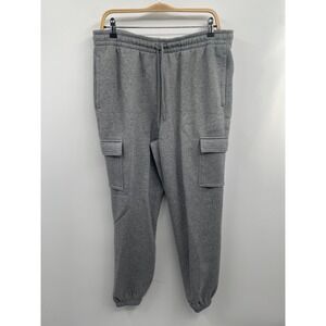 DSG Classic Fleece Sweatpants Men Large Heather Gray Cargo Cinch Tapered Leg NWT
